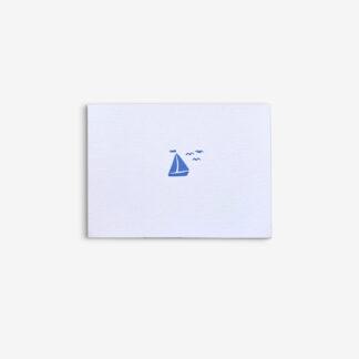 postkarte schiff blau